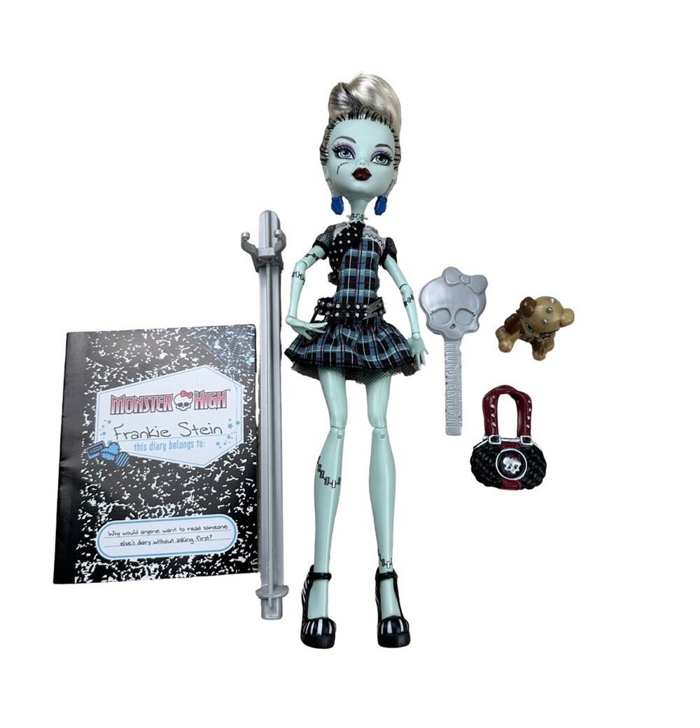 Monster High Frankie Stein Original First Wave Diary, Pet, Purse 2009 READ
